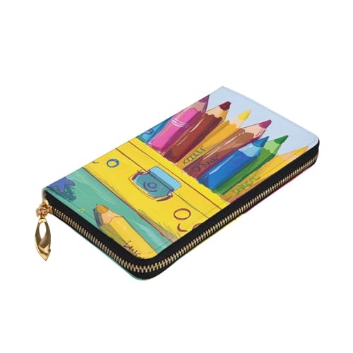 Cute Crayons Box Printed Long Wallet for Women Men Cute PU Leather Wallet with Coin Purse and Credit Card Holder3