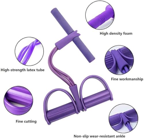 Image of 4 Tube Resistance Body Trimmer Pedal Exerciser with Foot Support Fitness Band for Home Workout Yoga Cross Training Stretching Exercise Portable Full Body Fitness Equipment