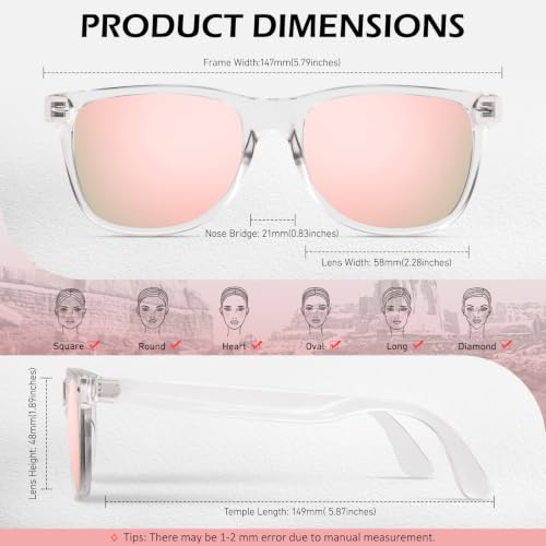 Image of Sunier Polarized Sunglasses for Men and Women, Retro Square Matte Finish UV400 Protection Shades for Driving, Fishing