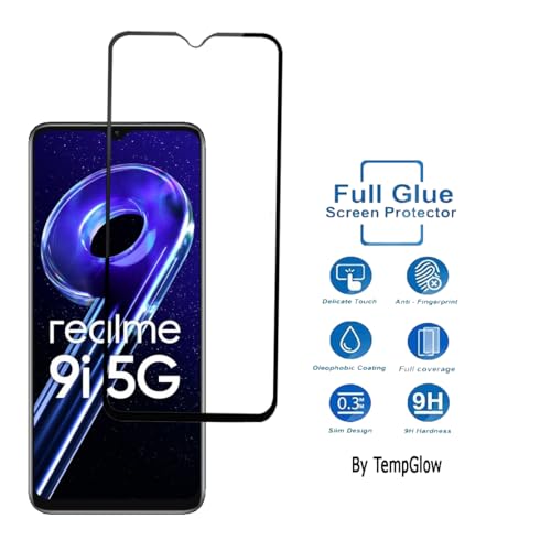 Image of Screen Protector for Realme 9i 5G (Black) Tempered Glass Edge-to-Edge 6D Screen Guard With Installation Kit