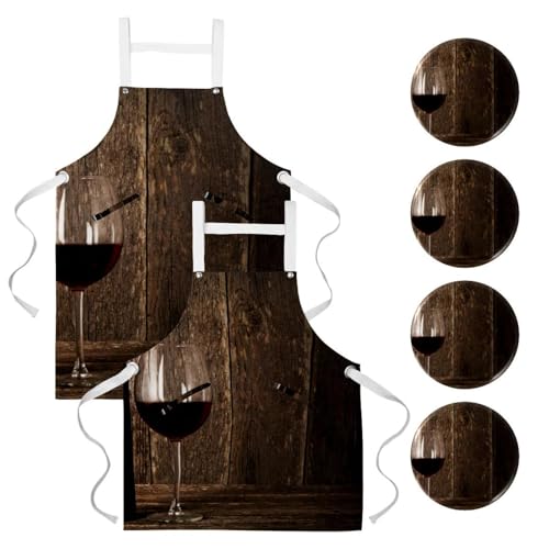 Tabliers de cuisine (lot de 2) motif vin rouge pour sublimer vos moments de cuisine en famille