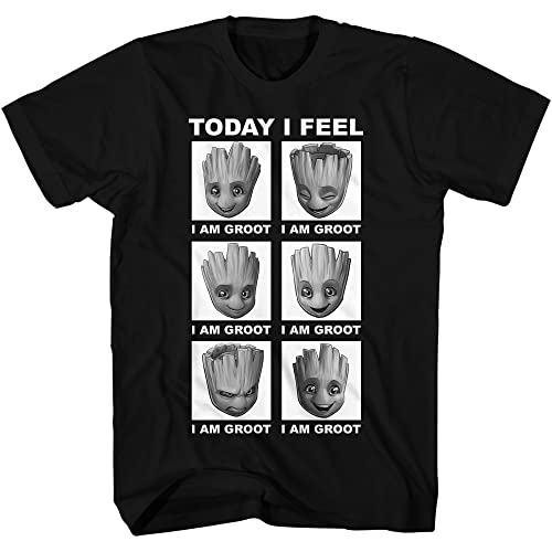 Marvel Little Groot Today I Feel I Am Groot Guardians of The Galaxy Mens Adult Graphic Tee T-Shirt (Black Large)