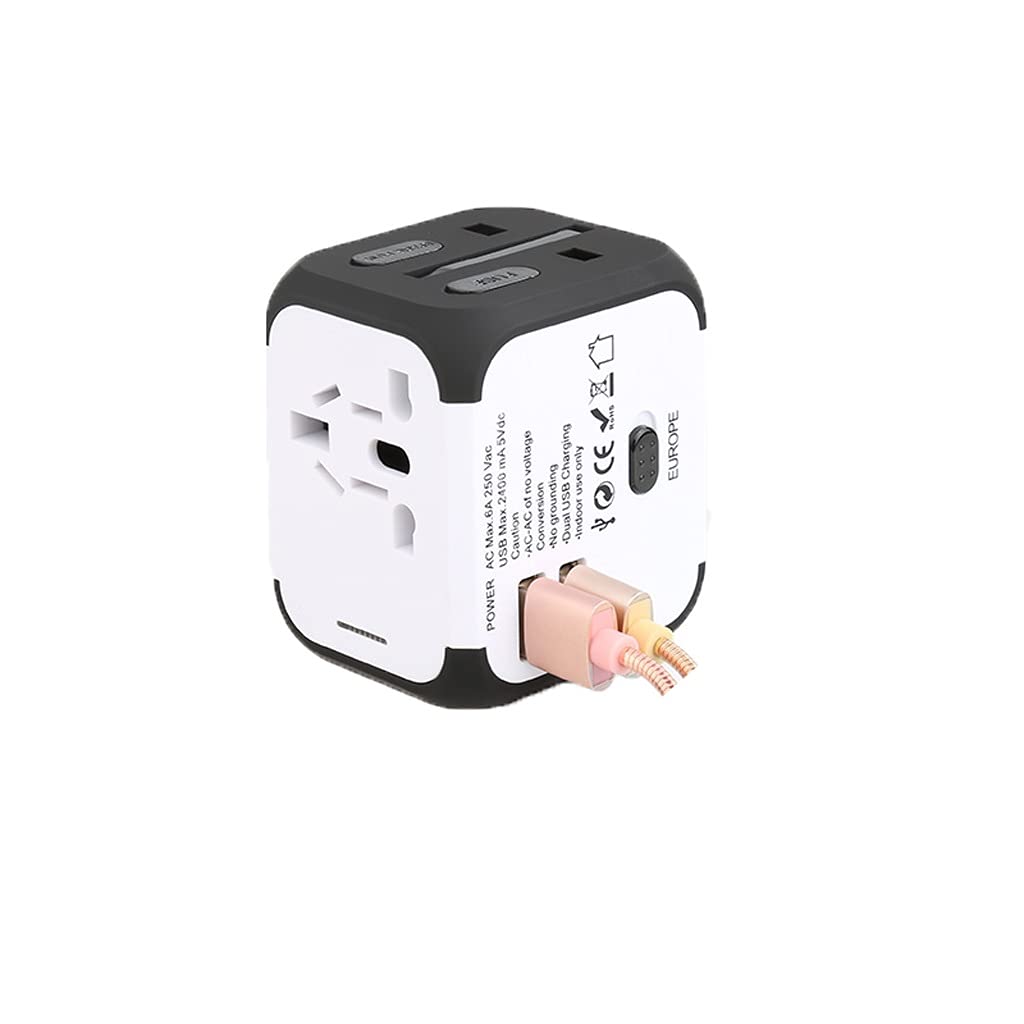 Uniwersalna adapter zasilacza doskonała ładowarka wtyczki na całym świecie z 2 Usb. Port Międzynarodowy Adapter podróży (Color : C, Rozmiar : 5.7 * 6.5 * 5.0cm)