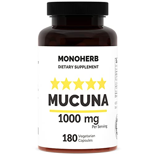 Mucuna Pruriens Extract 1000 mg - 180 Vegetarian Capsules