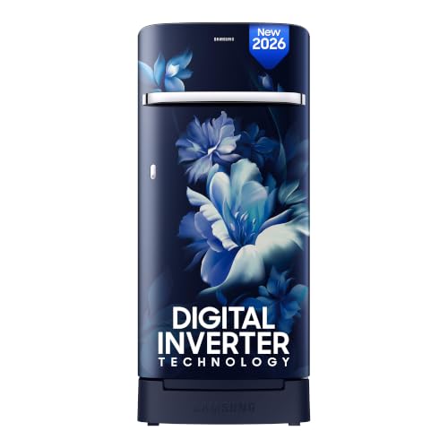Samsung 189 L, 5 Star, Digital Inverter, Direct-Cool Single Door Refrigerator (RR21H2H25UZ/HL, Midnight Blossom Blue, Base Stand Drawer, Single Touch Defrost, 2026 Model)