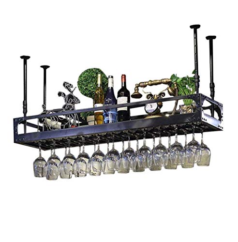 Soporte de vino metálico para techo, negro bronce 60x35cm