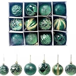 Christbaumkugeln Grün 29 FlyHigh 12er Set edle Weihnachtskugeln Ø 6cm Weihnachtsbaum Kugeln...