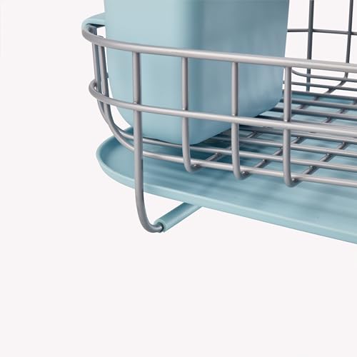 Image of KitchenAid Low Profile Compact Dishrack with Removable Flatware Caddy and Angled Self-Draining Board, Rust Resistant Wires, 12.59 x 17.55 x 6.29 Inch, Mineral Water
