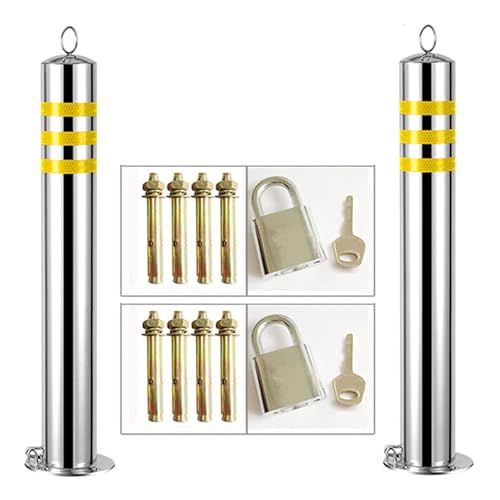 Barrière de stationnement en acier inoxydable lot de 2 avec verrouillage manuel