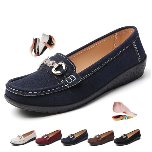 ZPLMIDE, mocassini ortopedici da donna in pelle scamosciata, mocassini retrò