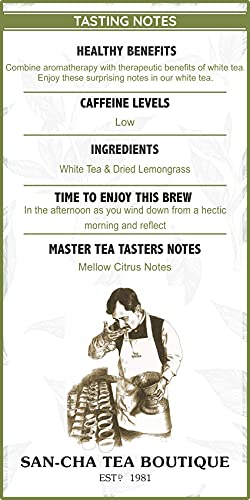 Image of Sancha Tea Boutique Lemongrass White Tea Bags, Pyramid Tea Bags (Pack of 25), 100% Biodegradable, Environment Friendly Tea Bags, Worlds Healthiest Tea, Relaxing & De-Stress Tea