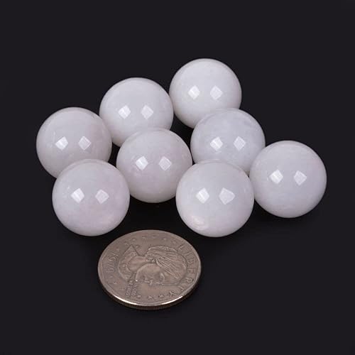 Miniatura 3 de Justinstones Bola de energía de cristal curativo de jade blanco natural de 0.787 pulgadas, colección de muestras redondas, piedra de bolsillo para