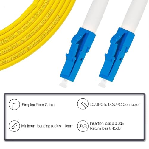 Image of BigPlayer 1.5 Meter LC to LC Fiber Optic Cable - Simplex Single Mode 9 /125 Jumper, FSMS LC /UPC to LC /UPC Connectors, Yellow - High-Speed Data Transfer