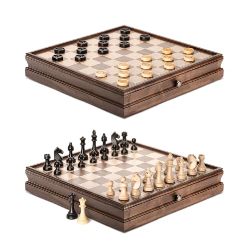 Juego de Ajedrez y Damas Clásico de Madera 15" miniatura 4