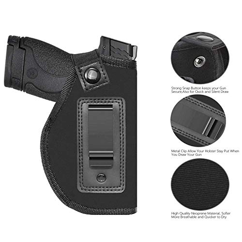 Anjilu 2 Pack Universal Iwb Holster For Concealed Carry | Inside The Waistband | Fits S&W M&P Shield/Glock 26 27 29 30 33 42 43 / Springfield Xd Xds/Ruger Lc9 #TOP1