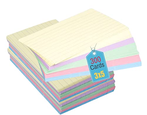 Tarjetas de índice para organizar apuntes 1InTheOffice 3 x 5, colores surtidos, 300 u