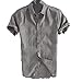 Produktbild Sommer Kurzarm Casual Herren Hemd Männer Solid Shirt Gr. 56, grau