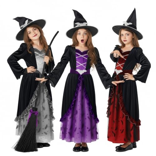 Morph Disfraz Bruja Niña Halloween, Traje Brujo Niña, Disfraces para Halloween y Carnaval, 7-9 años
