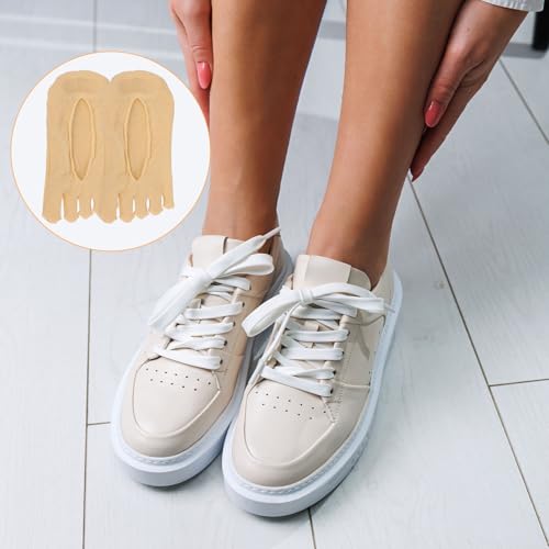 Image of 5 Pairs Toe Separator Socks, Orthopedic Split Toe Socks in 5 Colors Nylon Bunion Foot Alignment Socks with Invisible Design Compression Toe Five Finger Socks for Women