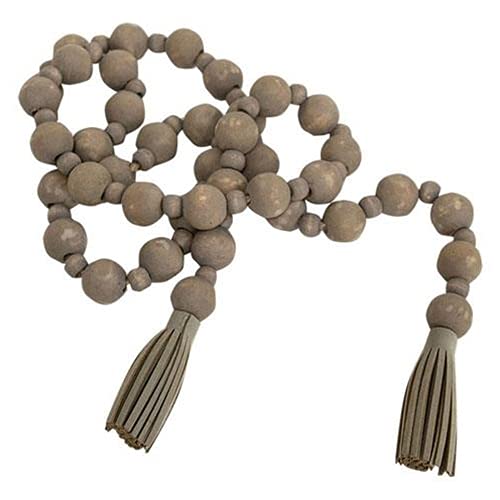 Distressed-Wooden-Bead-Garland-with-Tassels Distressed Wooden Bead Garland with Tassels