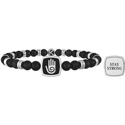 Kidult - Bracciale Pietra Lavica, Acciaio 316L E Pvd Nero | Symbols