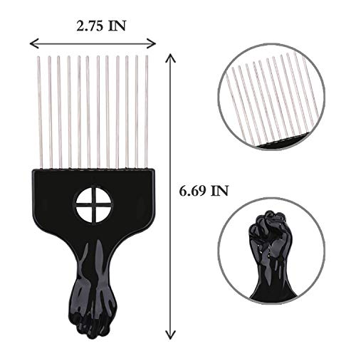 LEADUWAY Hair Pick, Hair Comb, Metal Pick Comb, Detangle Wig Braid Hair Styling Comb, Black, 1 PACK