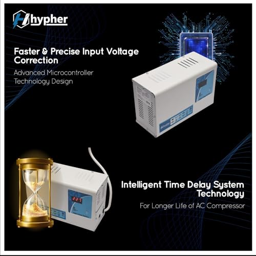 Image of HYPHER 4KVA Voltage Stabilizer for All Inverter and Non Inverter AC Upto 1.5 Ton| 4000 W 120V-290V | Digital Disply | 3 Year Warranty | German Toroidal Coil |Low /High Voltage Cut-Off