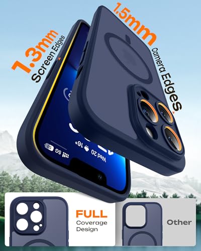 Image of TOCOL Magnetic for iPhone 13 Pro Max Case, Upgraded Full Camera Protection, Compatible with Magsafe, Drop Protection, Translucent Matte Back for iPhone 13 Pro Max 6.7 inch (Dark Blue)