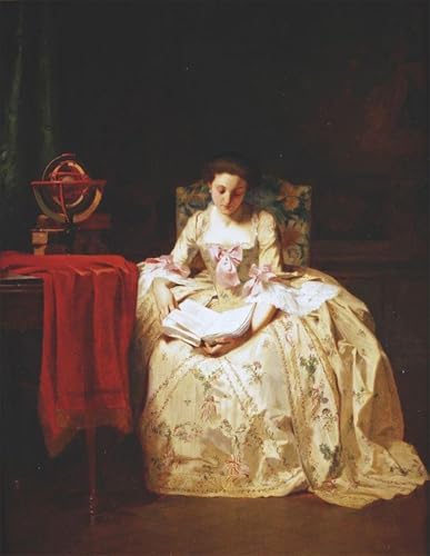 Toile murale Caraud : Jeune femme lisant, affiche nordique 60x90cm