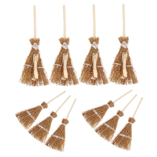 iplusmile 10pièces Barrettes Balai Sorcière Halloween Pinces Cheveux Miniatures Balai Artisanales Accessoires Coiffure Mignons Fête Cosplay