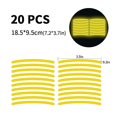 Image of 20PCS Car Wheel Hub Strong Reflective Stickers for Cars Night Safety Warning Reflective Stripe Decal Auto Motorcycle Wheels Rim Cycling Bicycle Truck Car Stickers (Yellow)