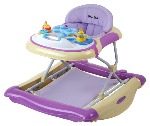 Dream On Me 2 in 1 Crossover Musical Walker and Rocker, Yellow/Purple