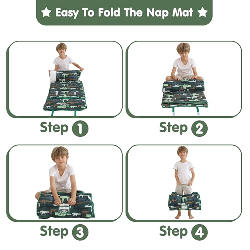 Image of Viviland Toddler Kid Nap Mat for Preschool, Slumber Bag with Pillow and Blanket, Daycare Sleeping Bag Kindergarten Mat
