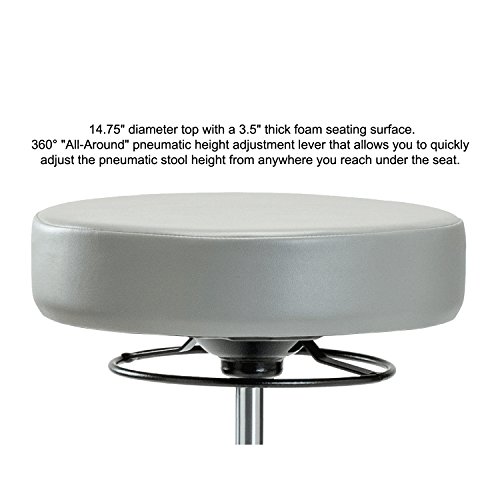 Image of Perch Chrome 360 Degree Height Adjustable Swivel Stool | Medium Bench Height 20.5-28 inch | Black Fabric