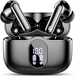 Wireless Earbuds, Bluetooth Headphones 5.4 HiFi Stereo, Wireless Earphones with ENC Noise Cancelling Mic, IP7 Waterproof in Ear Headphones, LED Digital Display Ear Buds, Touch Control, Black