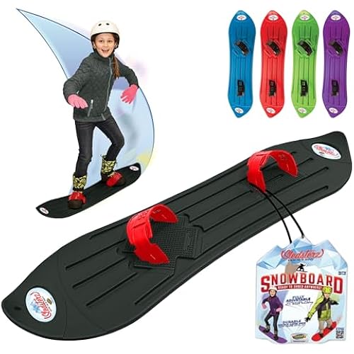 The Original Geospace Sledsterz Kids Beginner Snowboard for Winter Fun on Snow, with Adjustable Step-in Bindings; for Kids Between 4 to 12 Years Old