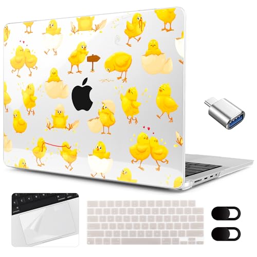 Image of MEEgoodo Case for M5 MacBook Pro 16 inch Case 2026 2024 2023 2021 with M5 M4 M3 M2 M1 Pro /Max Chip, Fit Model A3429 /A3428 /A3403 /A3186 /A2991 /A2780 /A2485, Cute Little Chick