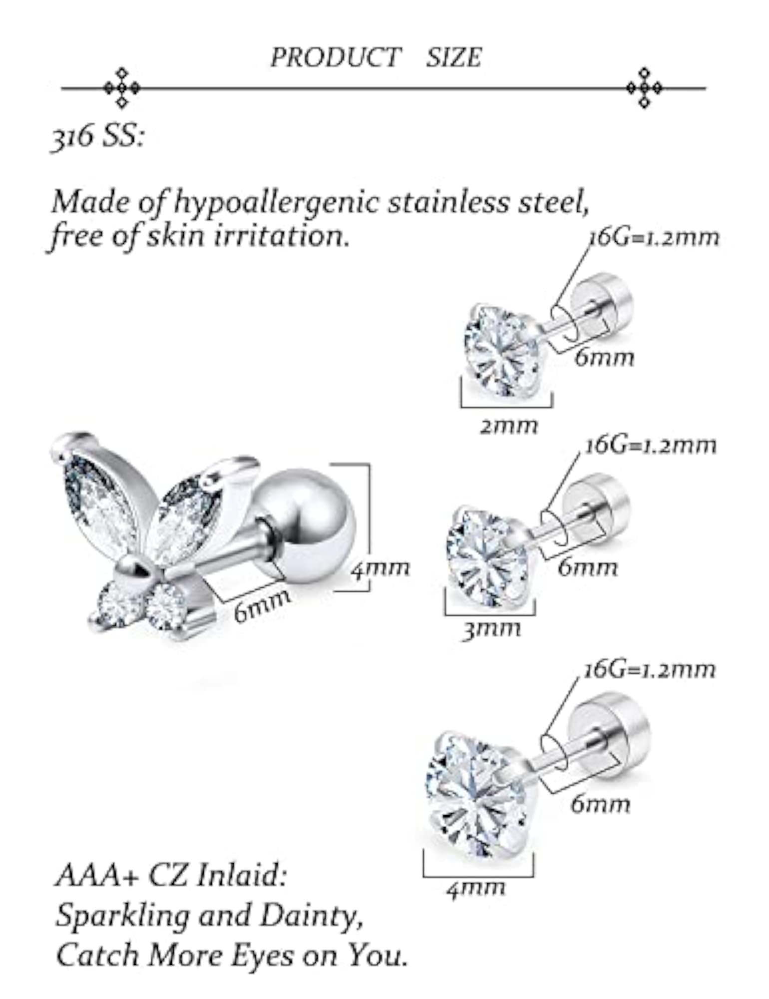 Surgical Steel Ear Piercing Kit with Needles and Clamp