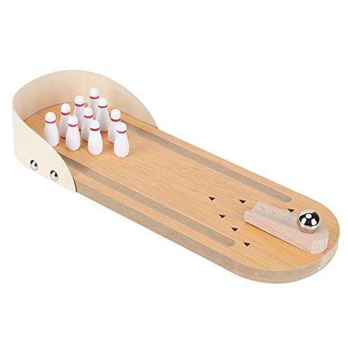 Jwthee Tabletop Mini Bowling Game Set for Kids Adults, Tabletop Wooden Board Game for Early Education, Wooden Mini Bowling Set for Home Office Desk Toys Stress Relief Gadgets Desk Toys