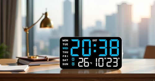 CBK 9-Inch Digital Alarm Wall Clock Black Rectangular-Black Wall Clock - Image 7