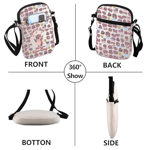 VAMSII Moo Deng Crossbody Bag Hippo Lover Club Hippopotamus Gift Hippo Viral Memes Hippo Lover Travel Shoulder Bag4