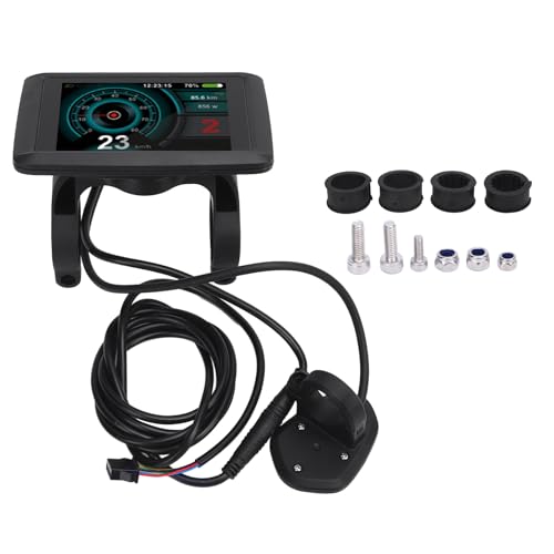 Color LCD Display for E Bike Electric Scooter, ABS Bike Computer with USB Charging Port Backlit Color Screen Showing Speed Mileage Battery Level Rainproof Cycle Display