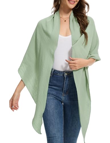 Bbonlinedress Schal Damen Baumwolltuch Halstuch elegant Dreieckstuch Multifunktionstuch Shawl Musselintuch 200 * 140 * 140cm Light Green