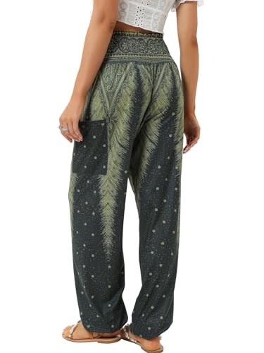 QIANXIZHAN Women's Harem Pants, High Waist Yoga Boho Trousers with Pockets