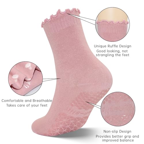 GRPSKCOS Yoga Non Slip Socks 3 Pairs Pilates Socks with Grip Women Grip Sock for Ballet Barre Home Workout Hospital2
