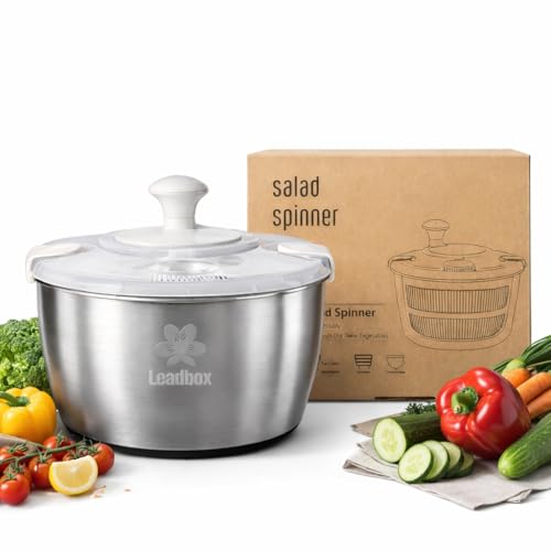 Stainless Steel Salad Spinner with Smooth Spin Handle