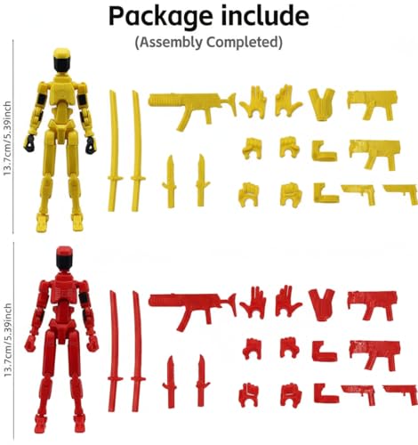 Image of ONNGEO 2 PC Black Action Figures Kit Titan 13, 3D Printed Multi-Joint Movable Robot, T13 Lucky Action Figure, Dummy Robot Action 13, Desk Decoration Creative Robots, Nova 13 Mechanical Doll (BYel, BR)