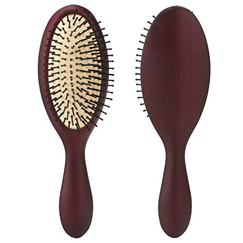 Air Cushion Hair Brush, Suream 9" Natural Oval Beech Wood Comb for Women, Perfect for Detangling and Smoothing Long Curly Hair and Great for Scalp Massage and Less Breakage