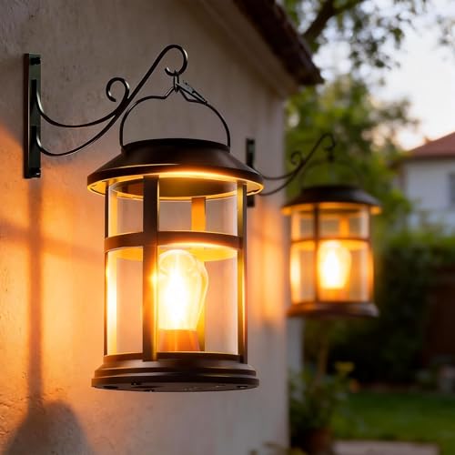 GARPAR Solar Lanterns Outdoor Waterproof with Wall...