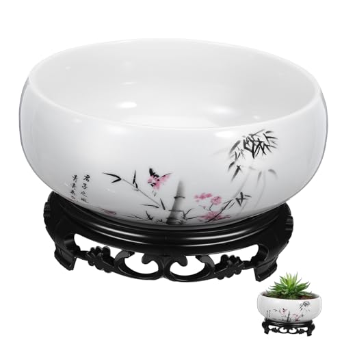 Pot de fleurs en céramique avec support design pour bureau et salon - 2